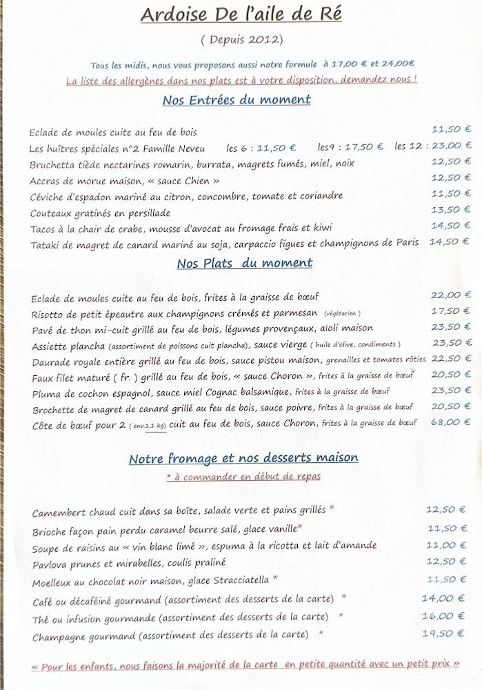 Restaurant L'Aile de Ré - Menu Image 1