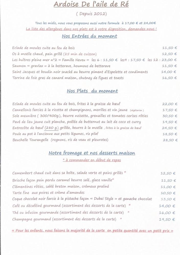 Restaurant L'Aile de Ré - Menu Image 2