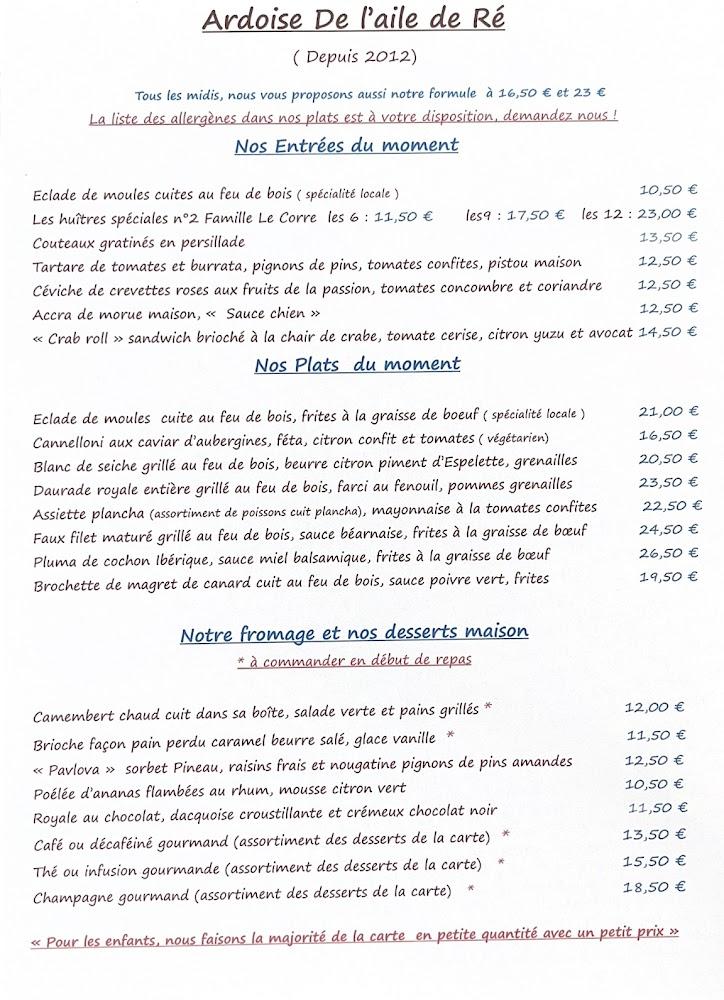 Restaurant L'Aile de Ré - Menu Image 3